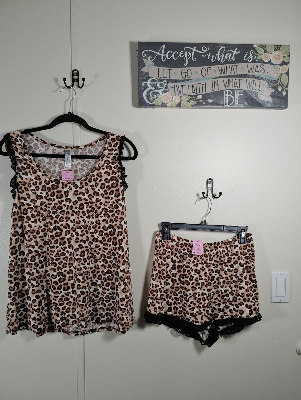 Like New XL PJ Couture Brown & Black Leopard Sleeveless shorts Pajama Set